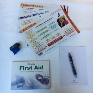 First Aid Manual and glove set free with every first aid course.